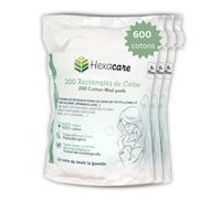 Hexacare - Lot de 3 Rectangles de Coton | 600 piècees de 8x10 cm | Ultra-Doux pour Bébé | 100% Coton Naturel | Hypoallergénique & Testé Dermatologiquement