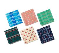 HexaFun Mouchoirs unisexes 100 % coton doux bio | Motifs mouchoir imprimés multicolores et tendance | Tissu doux et respirant | Idéal pour le style et un usage quotidien | Lot de 6 | Seas The Day,