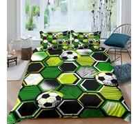 Hexagon motif Linge de Lit 3 Pièces Microfibre résistante 3D Imprimée Respirante Sports graphic design Ensemble De Literie avec 2 x Taies d'oreiller Super Douce for Chambre Enfants Single（135x200cm）