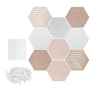 Hexagon Pin Board - Decorative Wall Mounted Organizer, 12 Inch Home Display Frame with Balance, Felt Craft Gear with Grip, Board Functional Styling, Lifestyle Supplies for Photo, DIY, Bedroom