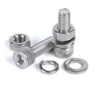 Hexagon Socket vis et écrou Set, 304 Stainless Steel Hex Socket Screw Flat Washer Spring Washer Nut M14 Multiple Sizes Pack of 2(M14*30mm*2pcs)