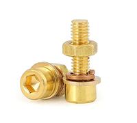 Hexagon Socket vis et écrou Set, Jeu de vis à tête creuse hexagonale en cuivre et laiton avec joint plat, rondelle élastique et écrous M3 à M8(M5x5(5set))