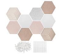 Hexagon Wall Pinboard Set - Decorative Sound Absorbing Panels, Modern Modular Display for Pictures Notes Artwork Crafts | Home Bedroom Living Area Study Classroom Arrangement