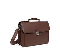 Hexagona - Cartable - Compatible Format A4 et téléphone Portable - pour Homme - Collection Confort - Chocolat - en Cuir