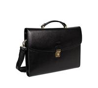 Hexagona - Cartable - Compatible Format A4 et téléphone Portable - pour Femme - Collection République - Noir - en Cuir
