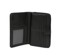 Hexagona - Compagnon de Voyage 1 volet - Compatible Cartes de crédit, CNI, permis de Conduire, Passeport, Carte Grise et chéquier - pour Femme - Collection Confort - Noir - en Cuir