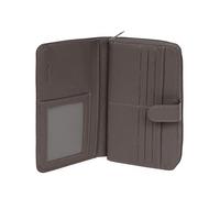 Hexagona - Compagnon de Voyage 1 volet - Compatible Cartes de crédit, CNI, permis de Conduire, Passeport, Carte Grise et chéquier - pour Femme - Collection Confort - Taupe - en Cuir