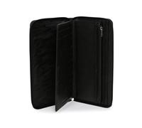 Hexagona - Compagnon de Voyage 1 volet - Compatible Cartes de crédit, CNI, permis de Conduire, Passeport, Carte Grise et chéquier - pour Femme - Collection Confort - Noir - en Cuir