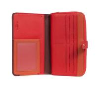 Hexagona - Compagnon de Voyage 1 volet Stop RFID - pour Femme - Collection Bahia - Rouge/Multicolore - en Cuir