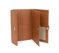 Hexagona - Compagnon de Voyage 2 Volets - Compatible Cartes de crédit, CNI, permis de Conduire, Passeport, Carte Grise et chéquier - pour Femme - Collection Confort - Tan - en Cuir