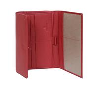 Hexagona - Compagnon de Voyage 2 Volets - Cuir - Compatible Cartes de crédit, CNI, permis de Conduire, Passeport, Carte Grise et chéquier - pour Femme - Collection Confort - Rouge foncé