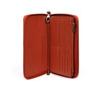 Hexagona - Compagnon de Voyage - Compatible Cartes de crédit, CNI, permis de Conduire, Passeport, Carte Grise et chéquier - pour Femme - Collection Confort - Orange - en Cuir