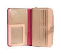 Hexagona - Compagnon de Voyage 1 volet Stop RFID - pour Femme - Collection Bahia - Fuchsia/Multicolore - en Cuir