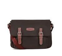 Hexagona Femme Garni Croûte de Cuir Vachette Paris Sac port travers pour Femme Collection DIVERSITE Marron fonc en Nylon, Marron Foncé, L 29 x h 19 P 9 5 cm EU
