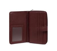 Hexagona Paris - Compagnon de Voyage - pour Femme - Collection Confort - Prune - en Cuir de Vachette grainé - Portefeuille 3 en 1 - Porte Feuille - Compatible Carte de Crédit