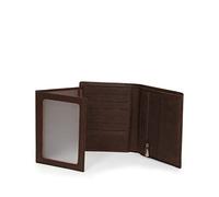 Hexagona - Portefeuille européen 3 Volets - Compatible Cartes de crédit, CNI, permis de Conduire, Passeport et Carte Grise - pour Homme - Collection Instinct - Marron - en Cuir