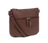 Hexagona Paris - Sac porté Travers - pour Femme - Collection Confort - Chocolat - en Cuir de Vachette grainé - Porté Croise - Sac a Main Femme - Sac bandoulière - Petit Sac - Sac à Main bandoulière L : 25 x h : 20 x P : 9 cm