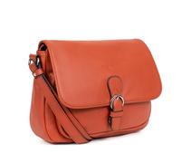 Hexagona Paris - Sac porté travers - pour Femme - Collection CONFORT - Orange - en Cuir de vachette grainé - Porté Croise - Sac a main femme - Sac bandoulière - Petit Sac - Sac à main bandoulière