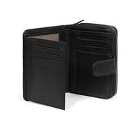 Hexagona - Portefeuille 2 Volets Stop RFID - Compatible Cartes de crédit, CNI et permis de Conduire - pour Femme - Collection Sauvage - Noir - en Cuir