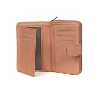 Hexagona - Portefeuille 2 Volets Stop RFID - Cuir - Compatible Cartes de crédit, CNI et permis de Conduire - pour Femme - Collection Sauvage - Pêche