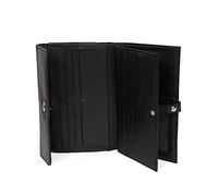 Hexagona - Compagnon de Voyage 2 Volets - Compatible Cartes de crédit, CNI, permis de Conduire, Passeport, Carte Grise et chéquier - pour Femme - Collection Confort - Noir - en Cuir