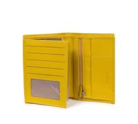 Hexagona - Portefeuille européen 2 Volets - Compatible Cartes de crédit, CNI, permis de Conduire, Passeport et Carte Grise - pour Femme - Collection Confort - Jaune - en Cuir