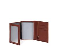 Hexagona - Portefeuille européen 3 Volets - Compatible Cartes de crédit, CNI, permis de Conduire, Passeport et Carte Grise - pour Homme - Collection République - Marron - en Cuir