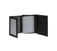 Hexagona - Portefeuille européen 3 Volets - Compatible Cartes de crédit, CNI, permis de Conduire, Passeport et Carte Grise - pour Homme - Collection Confort - Noir - en Cuir