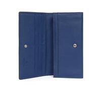 Hexagona - Portefeuille Long 1 volet - Compatible Cartes de crédit, CNI, permis de Conduire, Passeport et Carte Grise - pour Femme - Collection Confort - Bleu - en Cuir