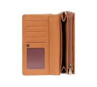 Hexagona - Portefeuille Long 1 volet Stop RFID - Cuir - Compatible Cartes de crédit, CNI, permis de Conduire et Carte Grise - pour Femme - Collection Bastille - Tan