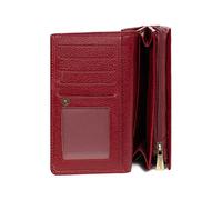 Hexagona - Portefeuille Long 1 volet Stop RFID - en Cuir - Compatible Cartes de crédit, CNI, permis de Conduire et Carte Grise - pour Femme - Collection Bastille - Carmin