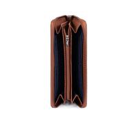 Hexagona - Portefeuille Long - Compatible Cartes de crédit, CNI, permis de Conduire, Passeport et Carte Grise - pour Femme - Collection Exotica - Cognac/Multicolore