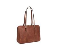 Hexagona - Sac porté épaule 2 anses - Compatible Ordinateur Portable 15'', Format A4 et téléphone Portable - pour Femme - Collection Toscane - Fauve