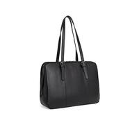Hexagona - Sac porté épaule 2 anses - Compatible Ordinateur Portable 15'', Format A4 et téléphone Portable - pour Femme - Collection Confort - Noir - en Cuir