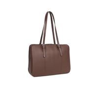 Hexagona - Sac porté épaule 2 anses - Compatible Ordinateur Portable 15'', Format A4 et téléphone Portable - pour Femme - Collection Confort - Chocolat - en Cuir