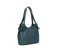 Hexagona - Sac porté épaule 2 anses - Compatible téléphone Portable - pour Femme - Collection Toscane - Bleu pétrole