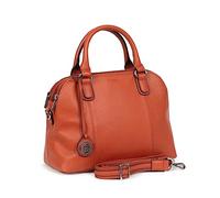 Hexagona - Sac porté Main 2 poignées - Compatible téléphone Portable - pour Femme - Collection Confort - Orange - en Cuir