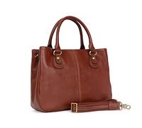 Hexagona - Sac porté Main 2 poignées - Compatible téléphone Portable - pour Femme - Collection République - Marron - en Cuir