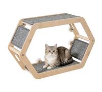 Hexagonal Cadre de Fenêtre pour Chat avec Ventouses, Supporte Jusqu'à 15 Kg, Meuble Mural pour Chat en Bois De Bouleau pour se Reposer et Grimper