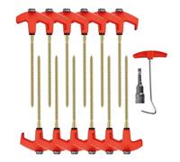 Hexagonal Fluorescent Peg - Outdoor Tent Fluorescent Peg Set | Ground Stakes for Tarp | Camping Stakes | Fluôrescent Stable Pins Secure Screw Thread Pegs Set for Artificial Turf Ground