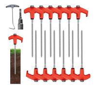 Hexagonal Fluorescent Peg - Outdoor Tent Fluorescent Peg Set | Ground Stakes for Tarp | Camping Stakes | Fluôrescent Stable Pins Secure Screw Thread Pegs Set for Artificial Turf Ground