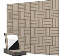 Hexagonal Isolant Phonique Dalles murales insonorisantes autocollantes en feutre polyester rainuré, réduction du bruit for la décoration des cloisons de bureau pour décoration murale(Camel)