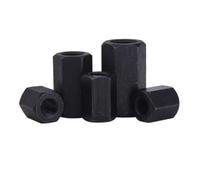 Hexagonal Long écrou Connecteur hexagonal noir en acier au carbone M8 à M48, extension longue tige, manchon de Joint, écrou d'accouplement tubulaire(M30x45x32mm(2Pcs))