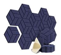 Hexagonal Panneau Acoustique Autocollante 12 pièces Panneau Acoustique Haute Densité pour Mural, Porte, Plafond, Traitement Acoustique Mural Autocollante (Bleu foncé)