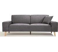 Hexagone - Canapé droit 3 places - Tissu Gris - L 216 x P 90 x H 80 cm - Gustave
