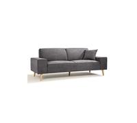 Hexagone - Canape droit 3 places - Tissu Gris - L 216 x P 90 x H 80 cm - Gustave
