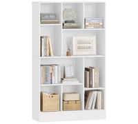 HEXCELEN Bibliothèque, Meuble de Rangement Livres, 10 Compartiments, Etagère Cubique, Vertical et Horizontal 2 Types de Placement, pour Bureau, Salon, Chambre, 30 x 80,2 x 136 cm, Blanc