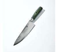 HexClad Couteau de chef ultra tranchant de 20 cm - Acier inoxydable damas japonais pleine soie avec manche en bois de Pakka - Pointe de précision pour trancher les légumes coriaces