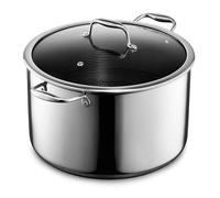 HexClad Marmite hybride antiadhésive de 11 litres avec couvercle en verre trempé, poignées qui restent froides, passe au lave-vaisselle, passe au four jusqu'à 480 °C, prête à induction, compatible
