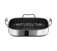 HexClad Plat à rôtir rectangulaire hybride de 43,2 x 35,6 cm avec grille, passe au lave-vaisselle, passe au four jusqu'à 482,2 °C, compatible avec toutes les tables de cuisson